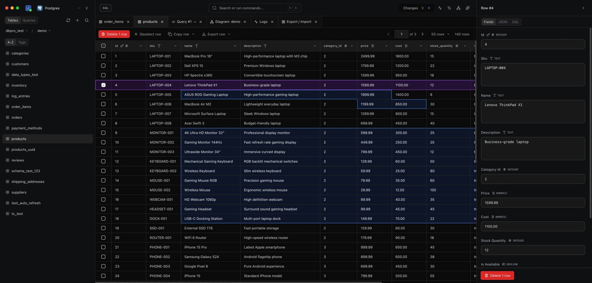 DB Pro Data Browser Interface