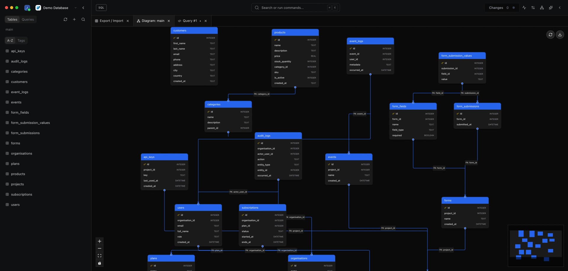 DB Pro Schema Explorer Interface