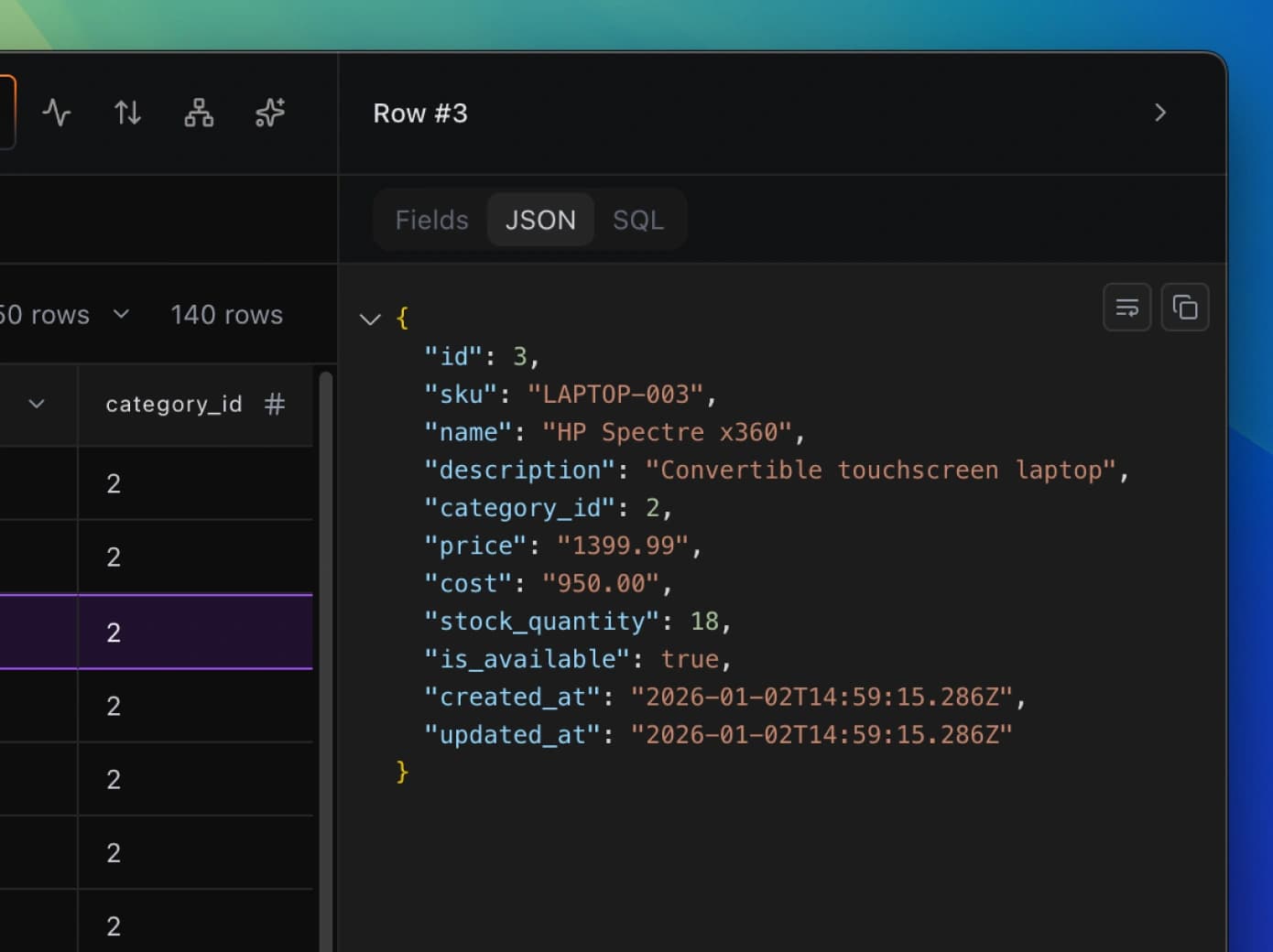 JSON / SQL View