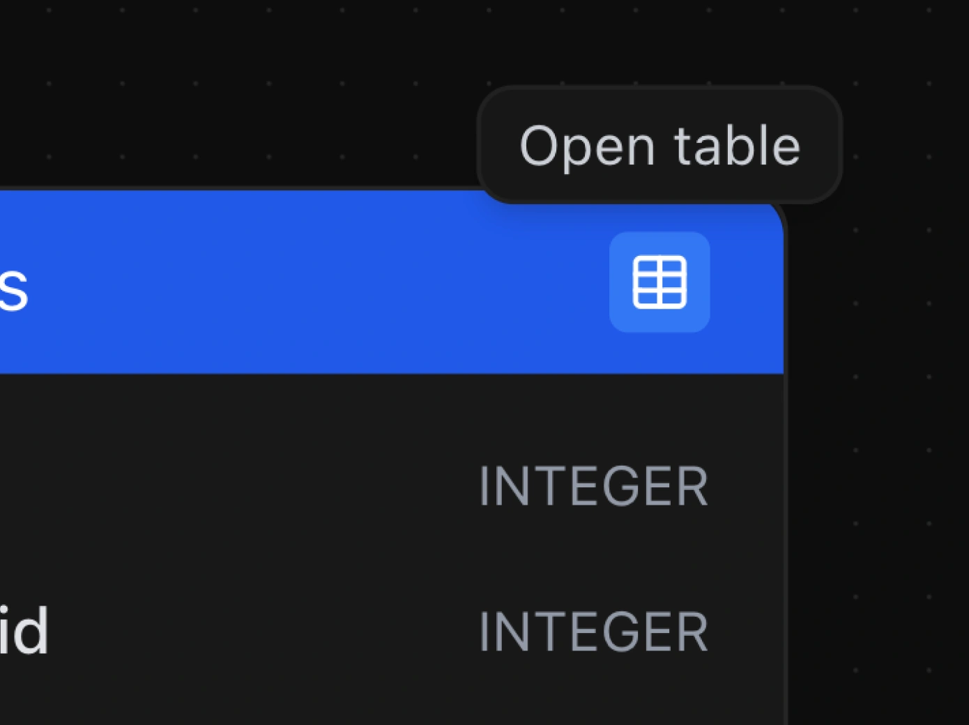 Quick Table Access